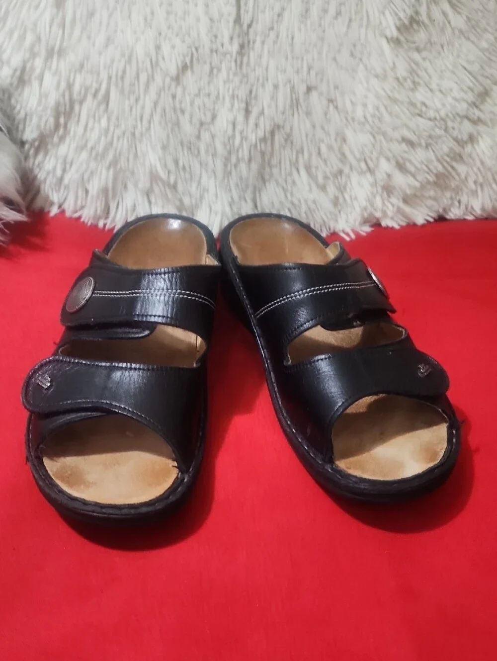 Finn Comfort Sansibar_s Black Slide Sandals with Adjustable Straps